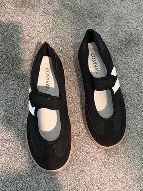 Black Mary Jane Flat with White Accent